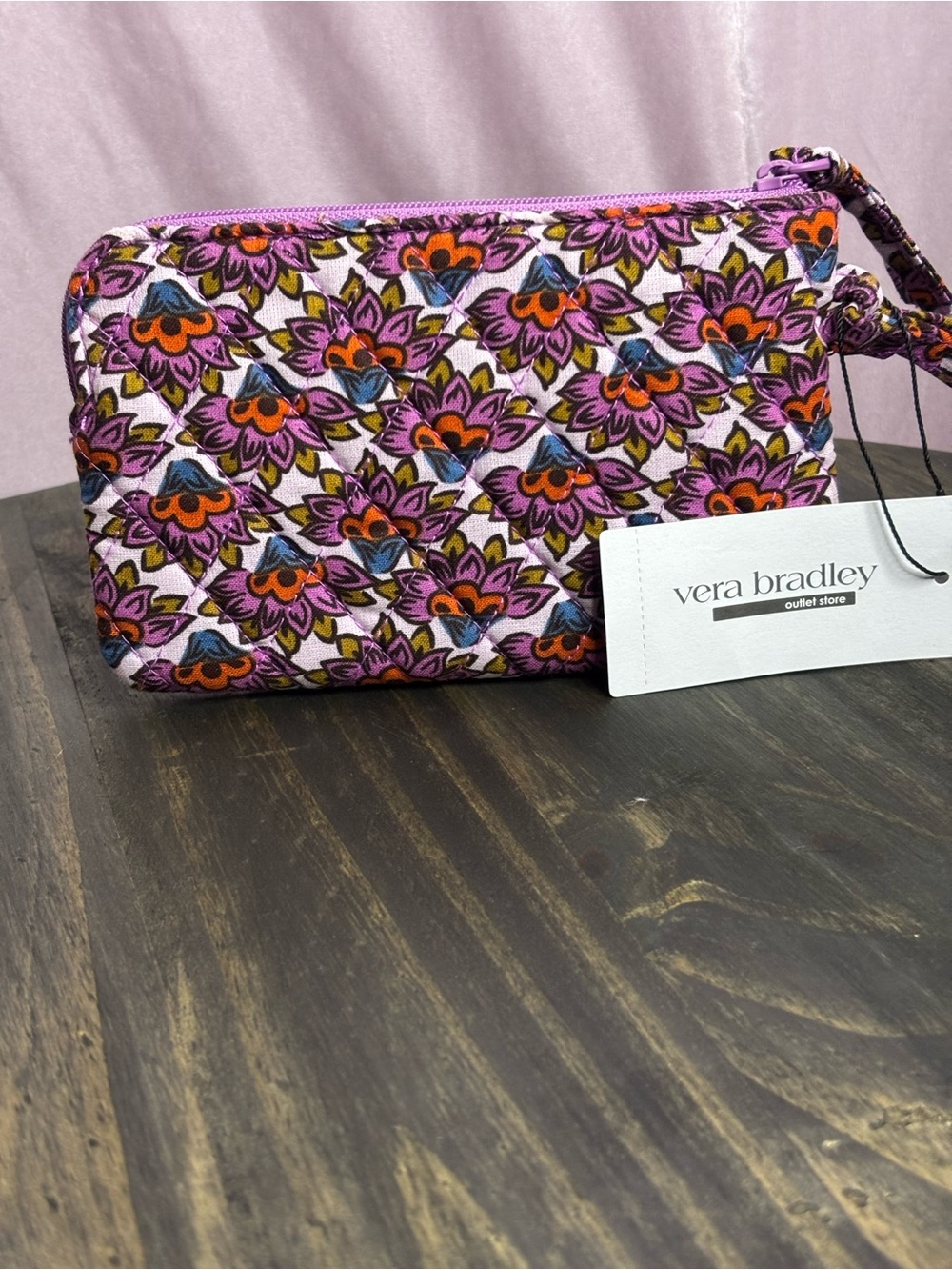 Vera Bradley Purple & Pink Floral Quilted Wristlet